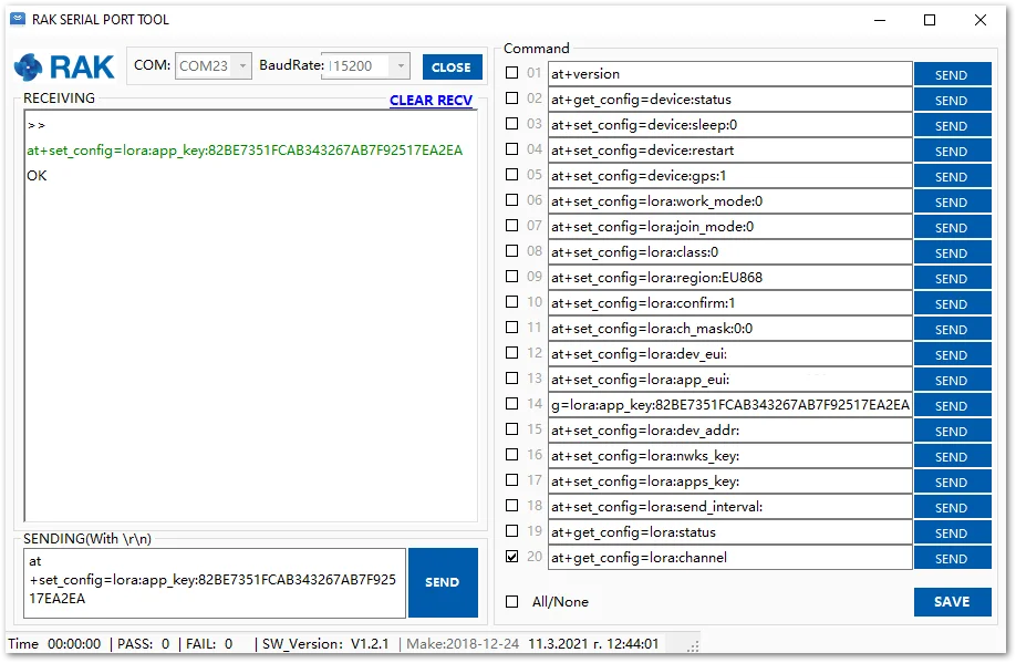 Setting up the RAK7201 WisNode Button 4K OTAA parameters