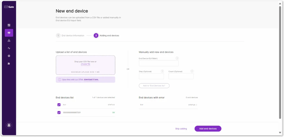 Configuring the device's setings