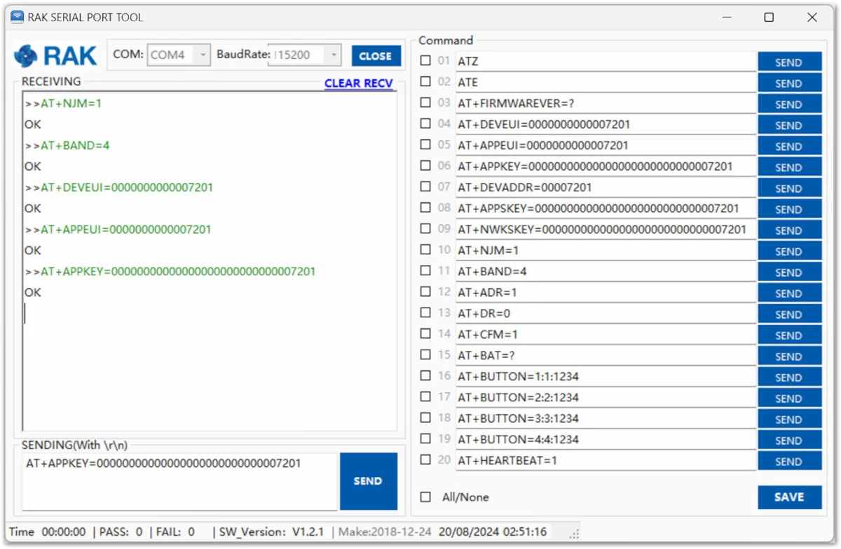 Configuring RAK7201V2 in OTAA mode