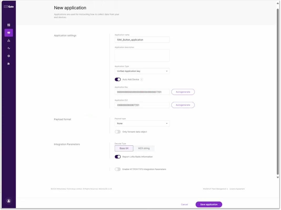Creating an application