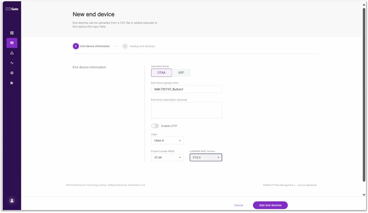 Adding the device