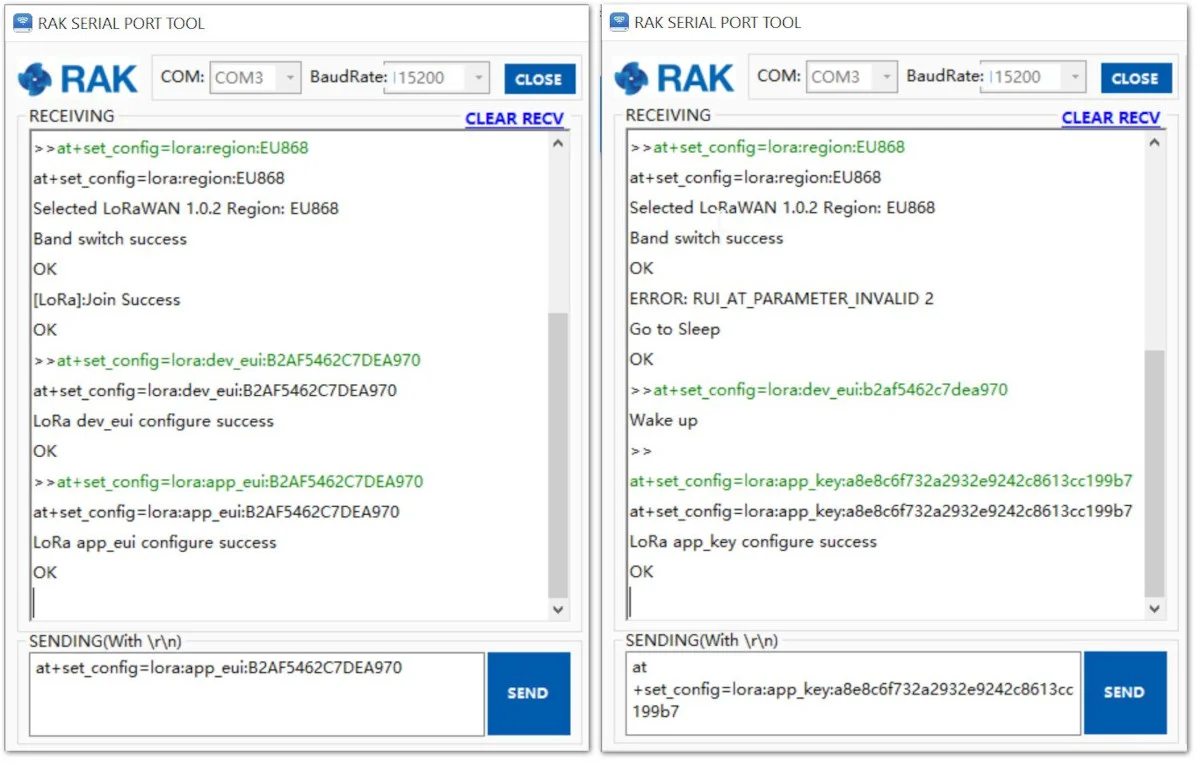 Setting of Application EUI and Key