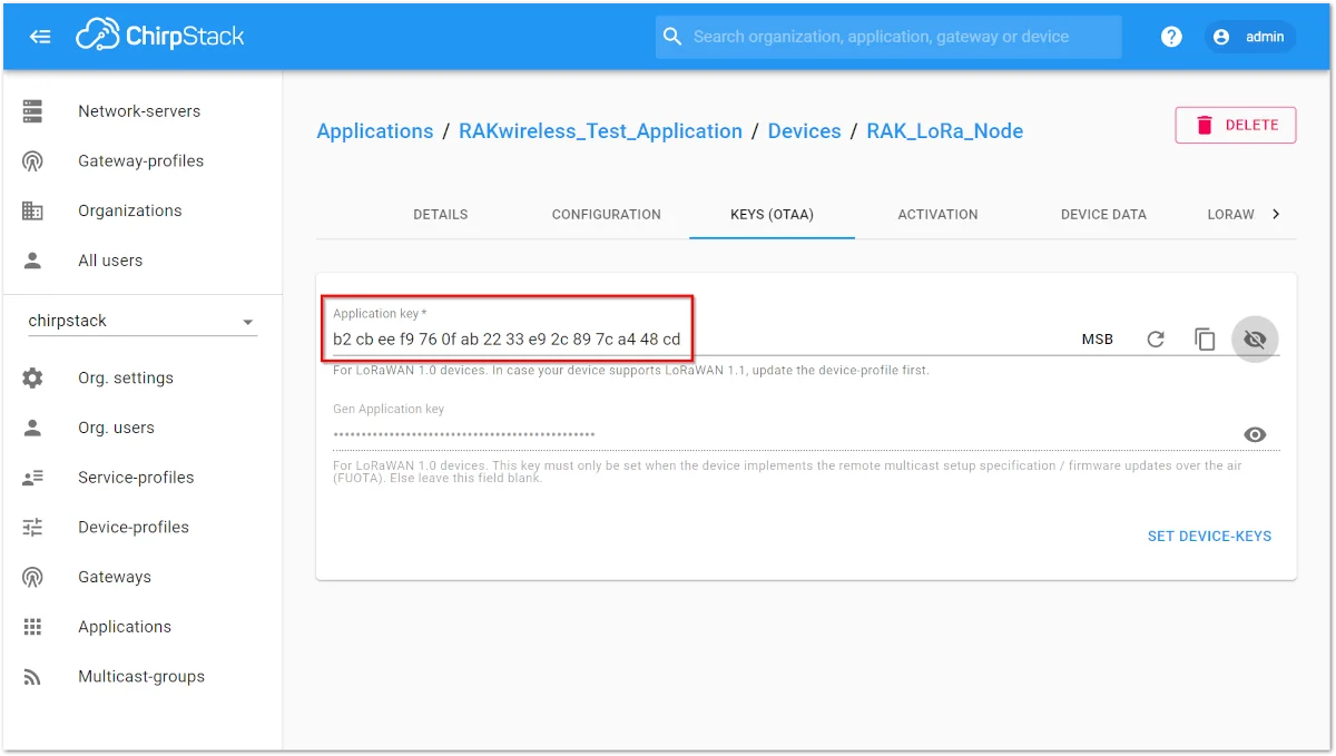 Application Key LoRaWAN