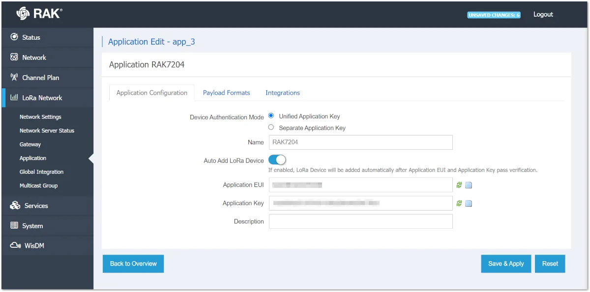 Application configuration