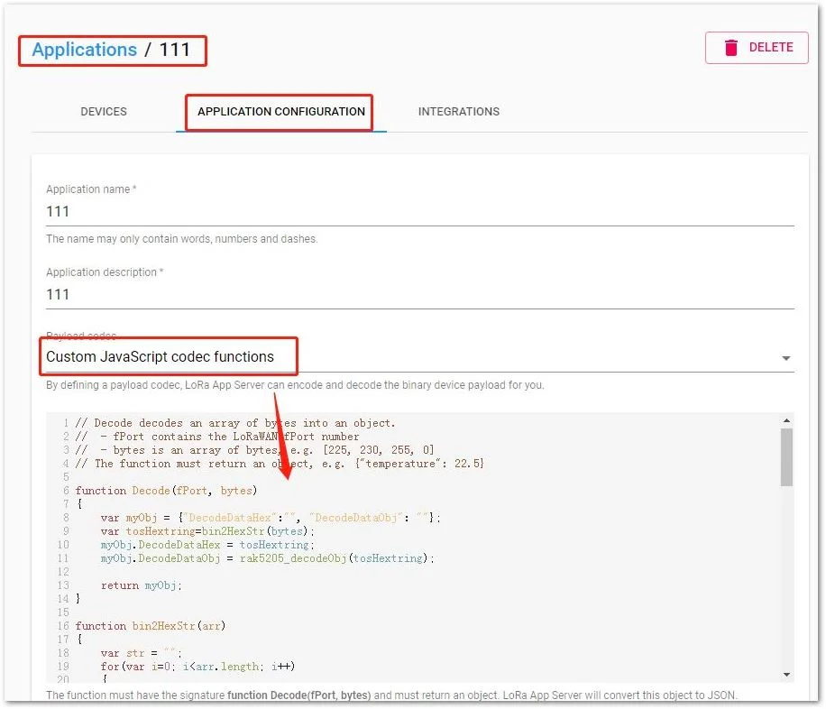 Decoded Function in Chirpstack