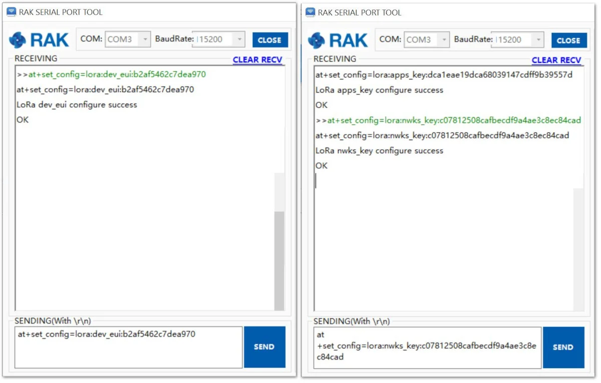 Setting of Device EUI and Network Session Key