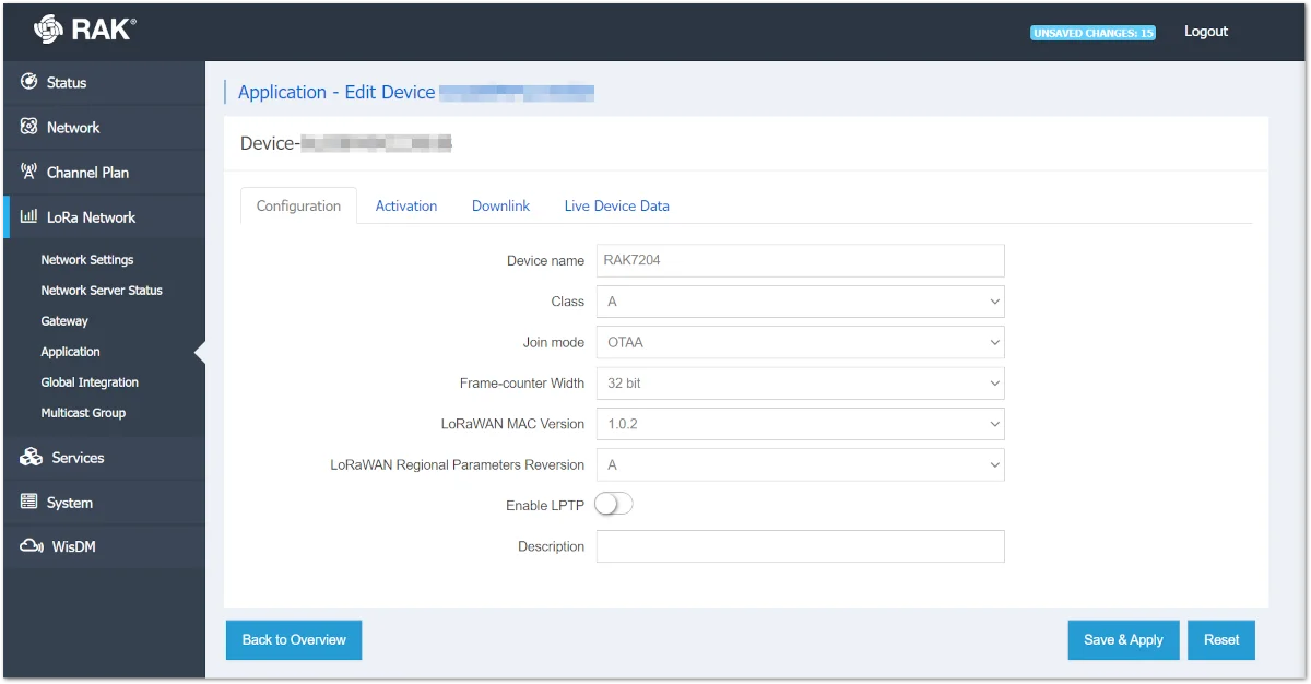 Device parameters