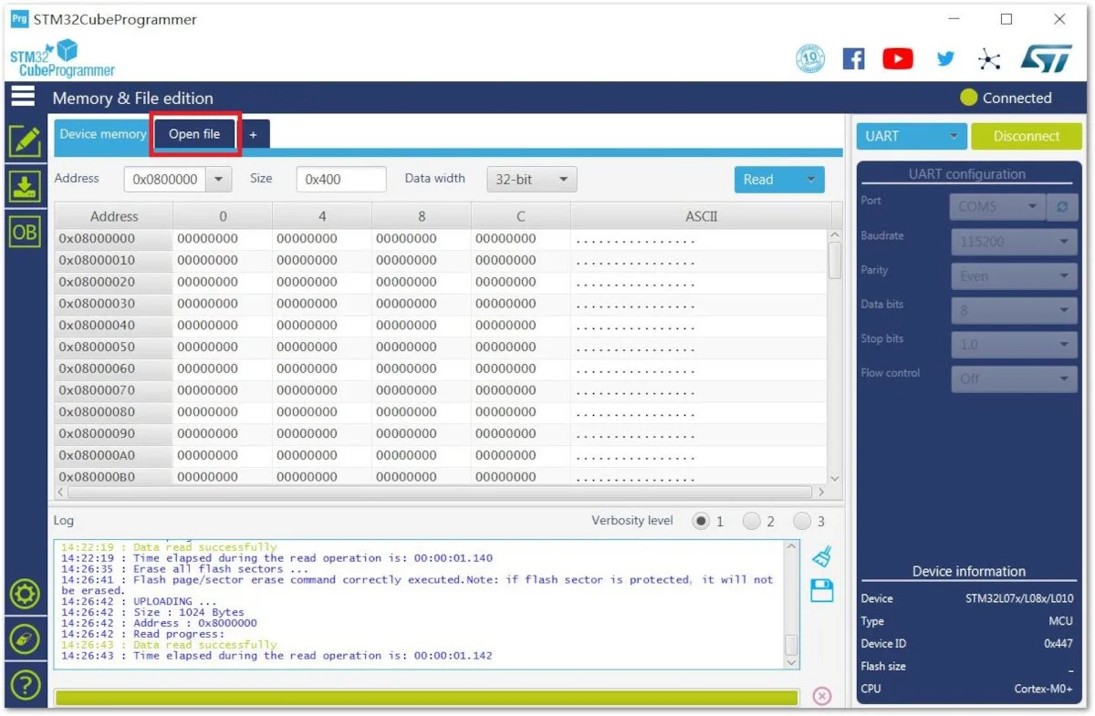Opening the Bootloader file