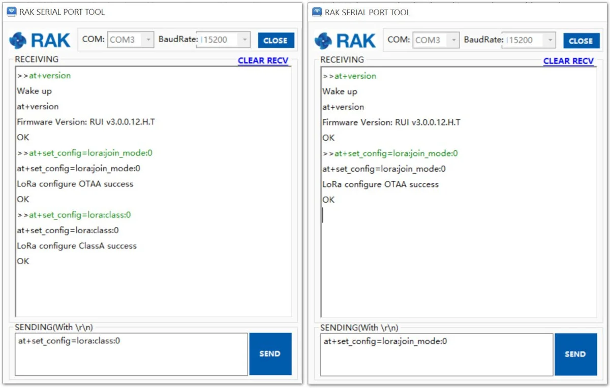 Setting of LoRaWAN mode and class