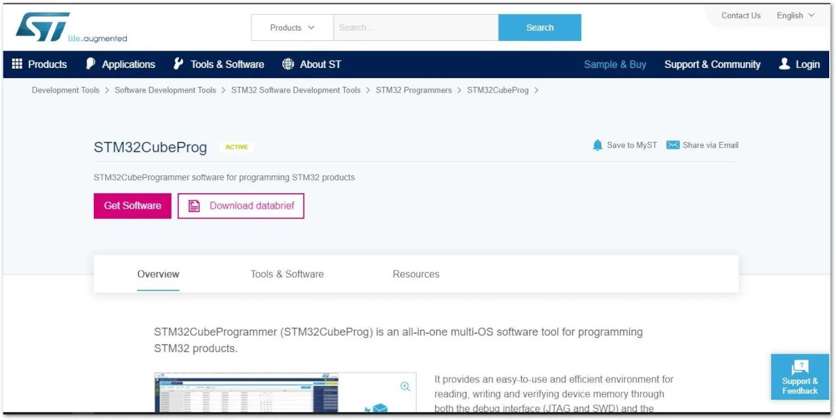STM32CubeProg Download Page