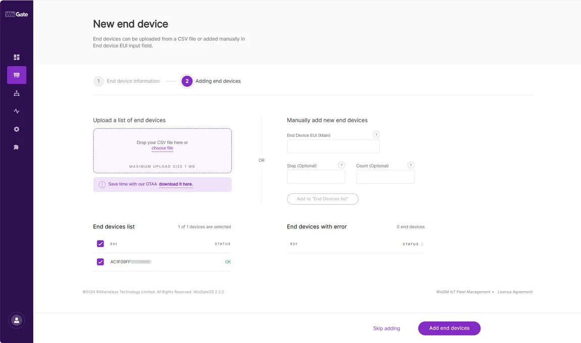 Adding end device