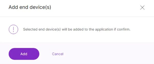 Confirmation message for adding a device