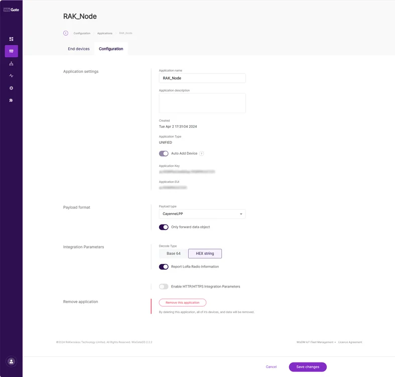 Configure the application payload decode type