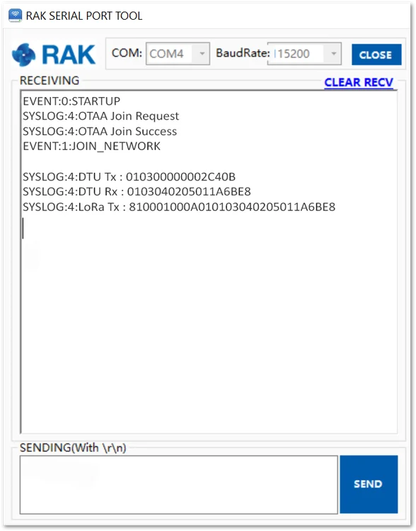 RS485 data transmitted in non-transparent mode