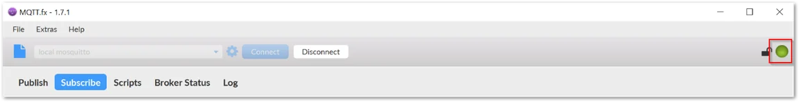 MQTT.fx connected to the broker