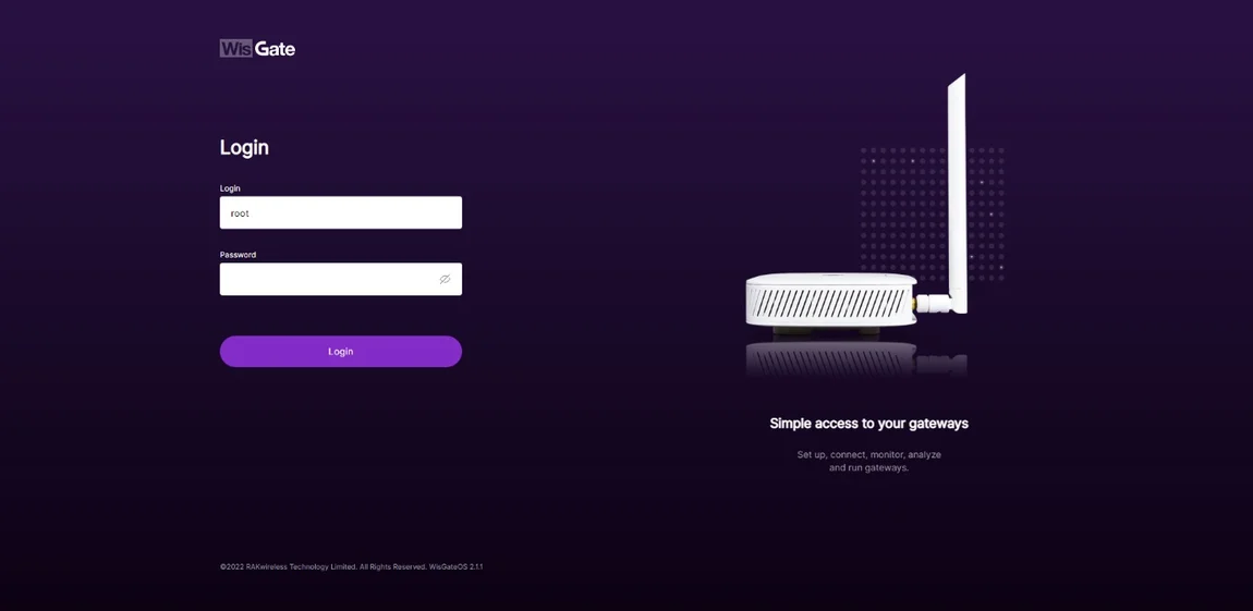 WisGateOS V2 login page