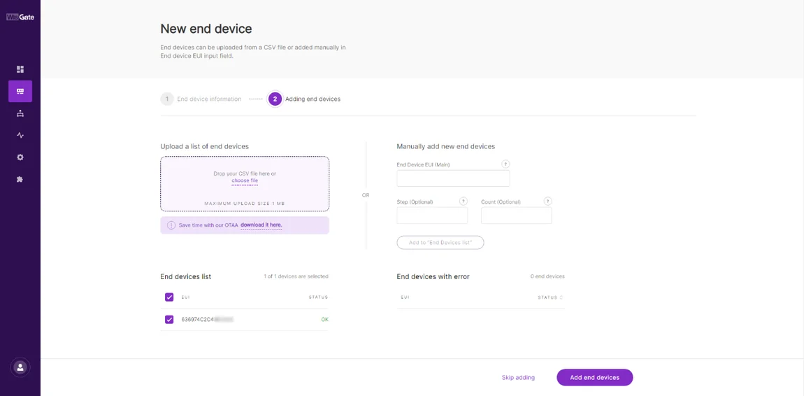 Adding end device