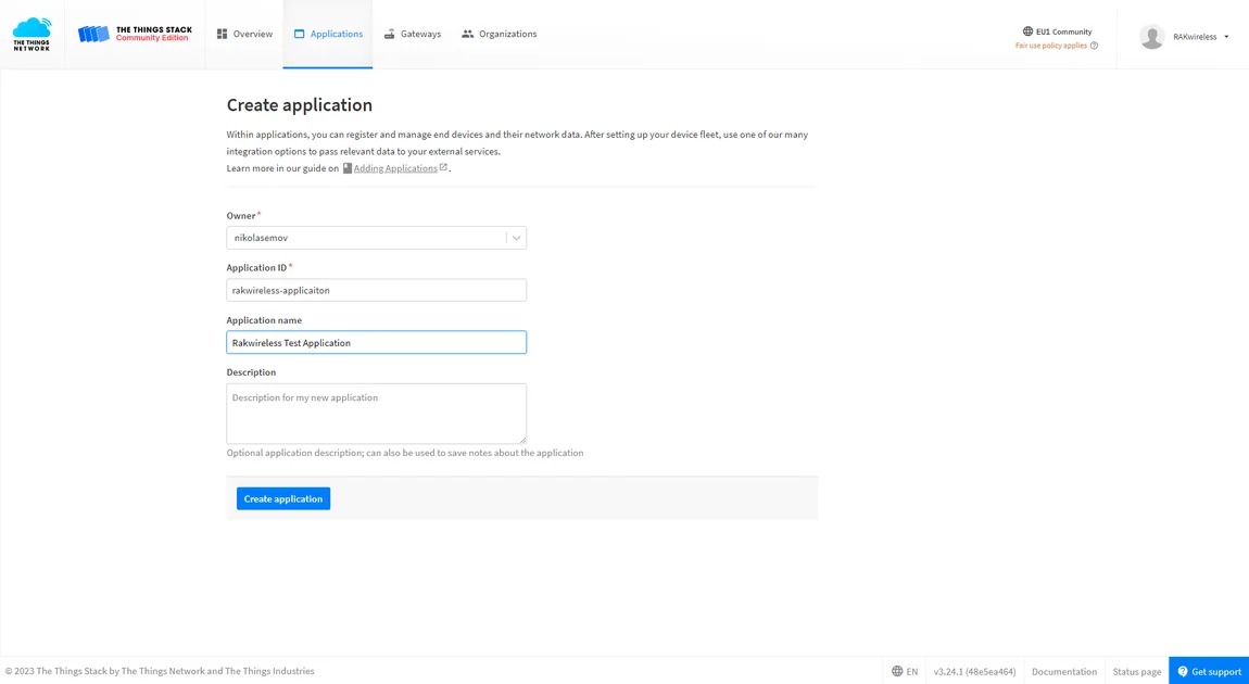 Create an application