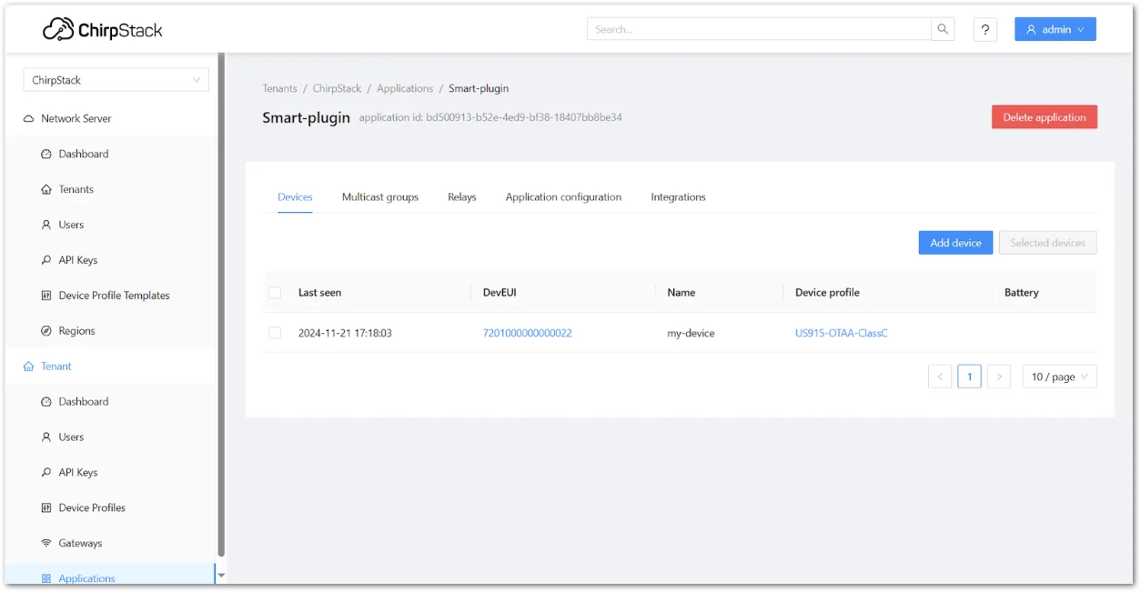 Submit ChirpStack device registeration