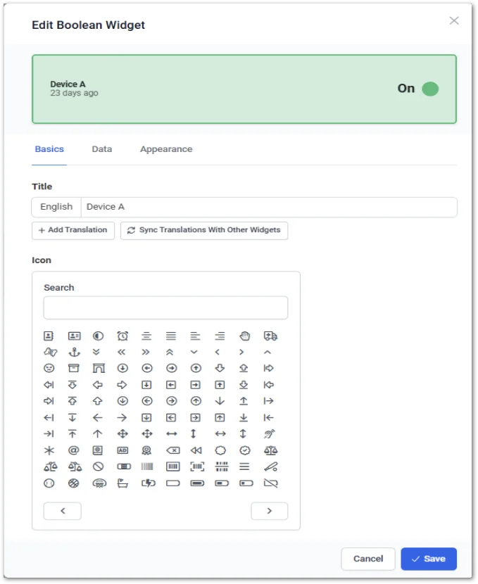 Dashboard widget title