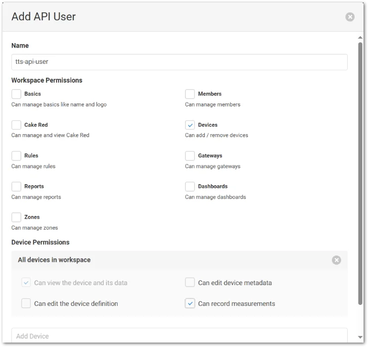 Add a Datacake API user