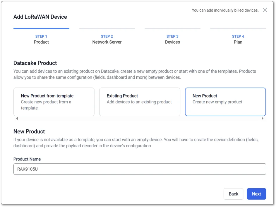 Create a RAK9105U product