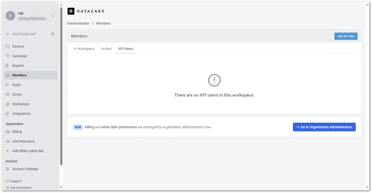 Datacake API users