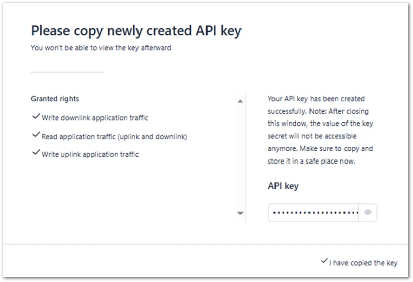 TTI create API keys
