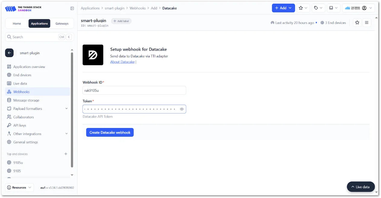 Configure the Datacake webhook