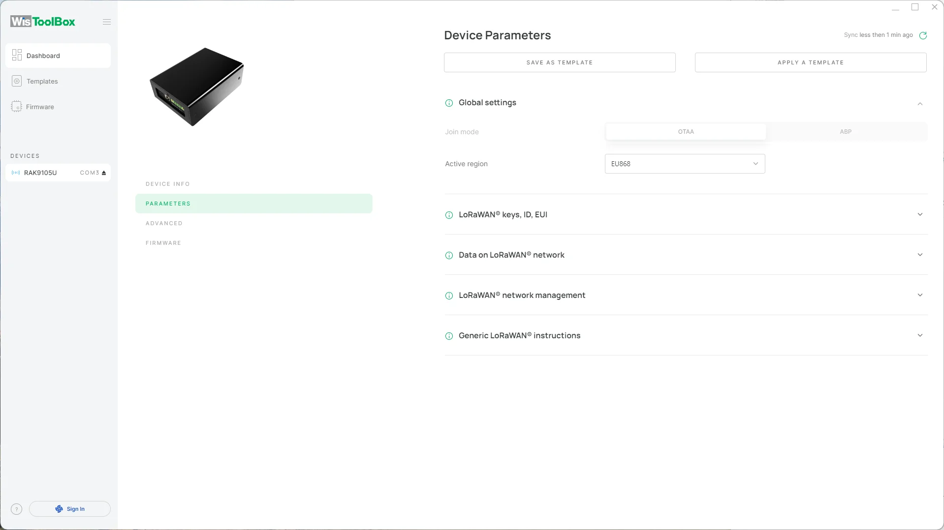 Configure LoRaWAN global settings