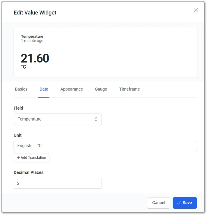 Select the visualization data field