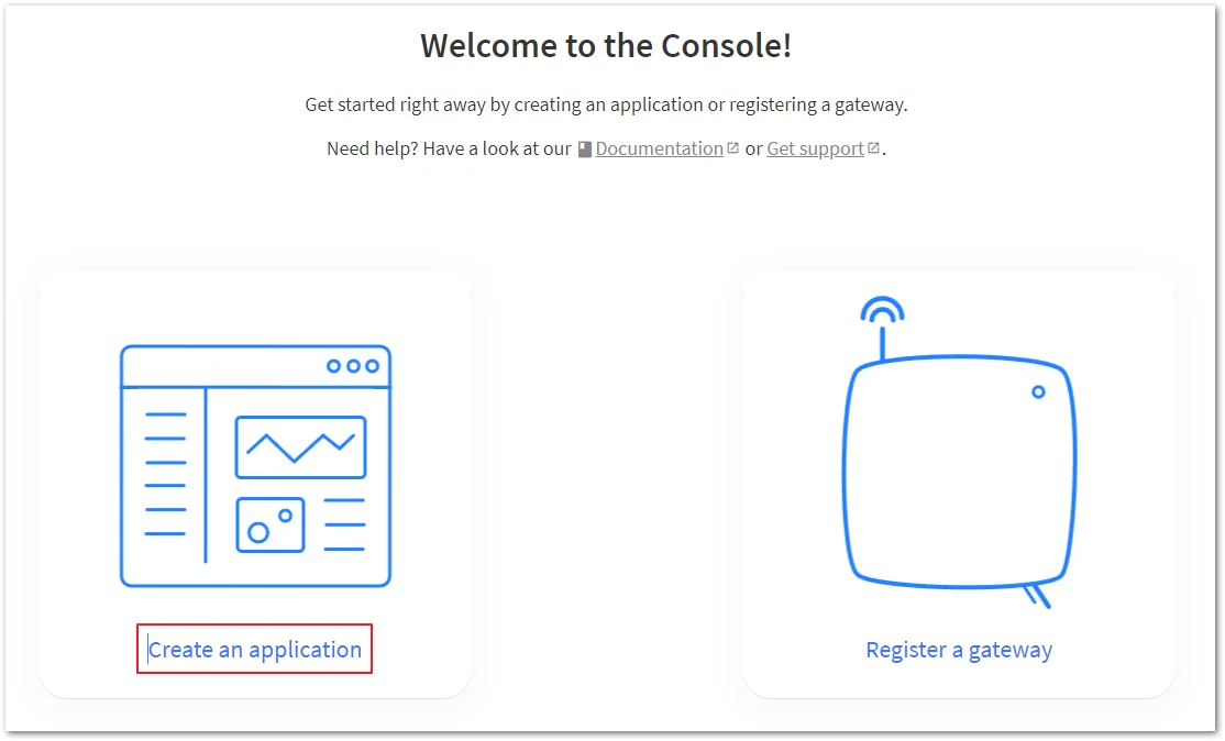Select create an application