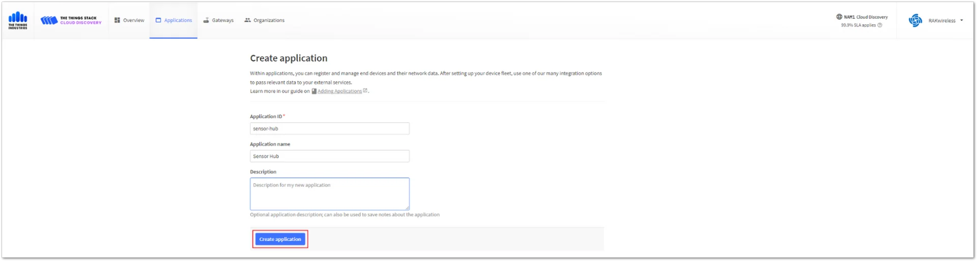 Fill in the Application ID field