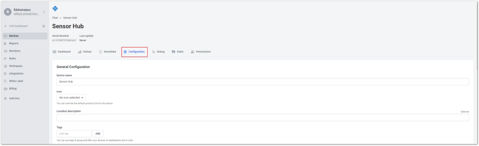 Configuration tab
