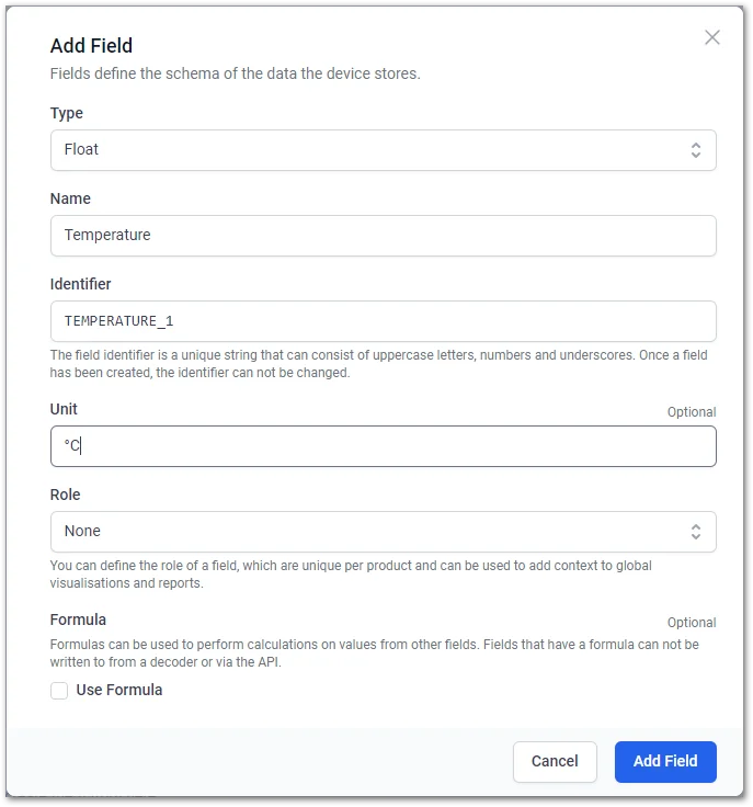 Configuration fields