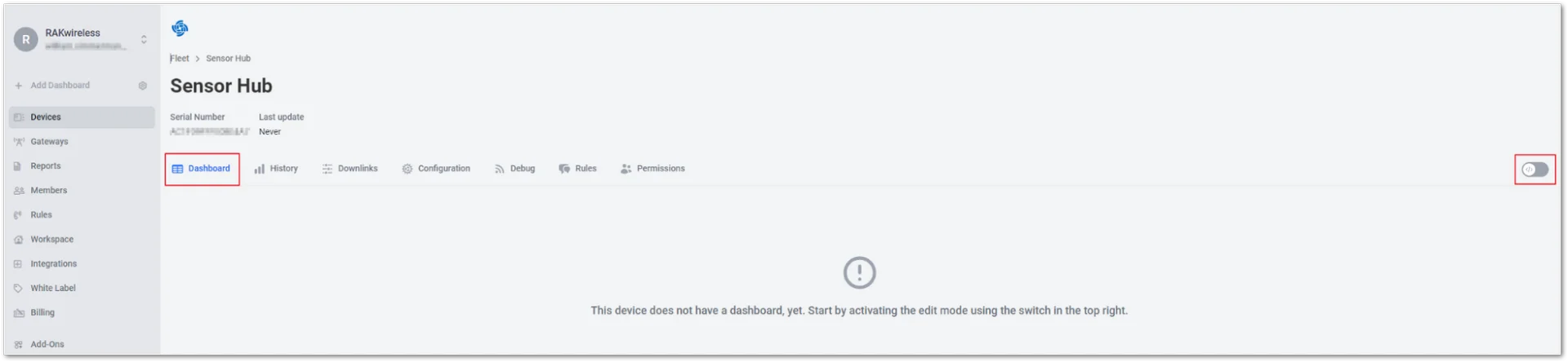 Turn on the edit mode switch