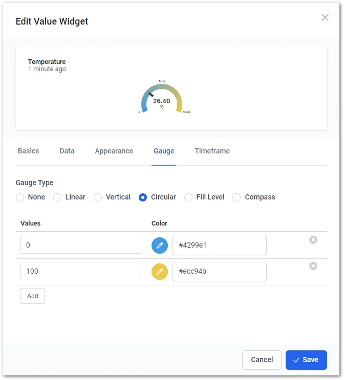 Set the widget type