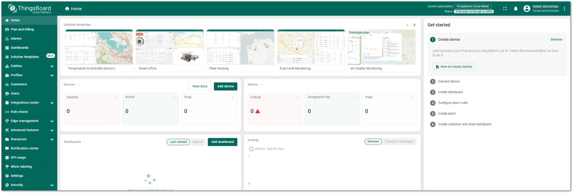 ThingsBoard homepage