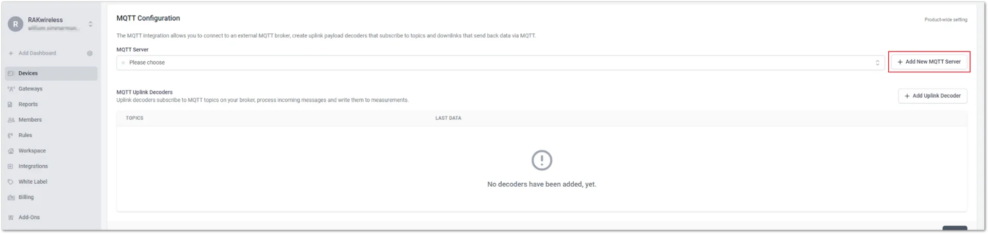 Configure the external MQTT broker
