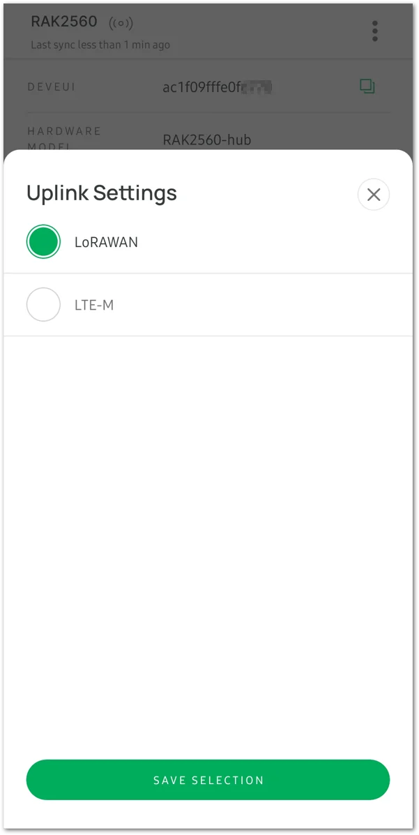 Uplink Settings option