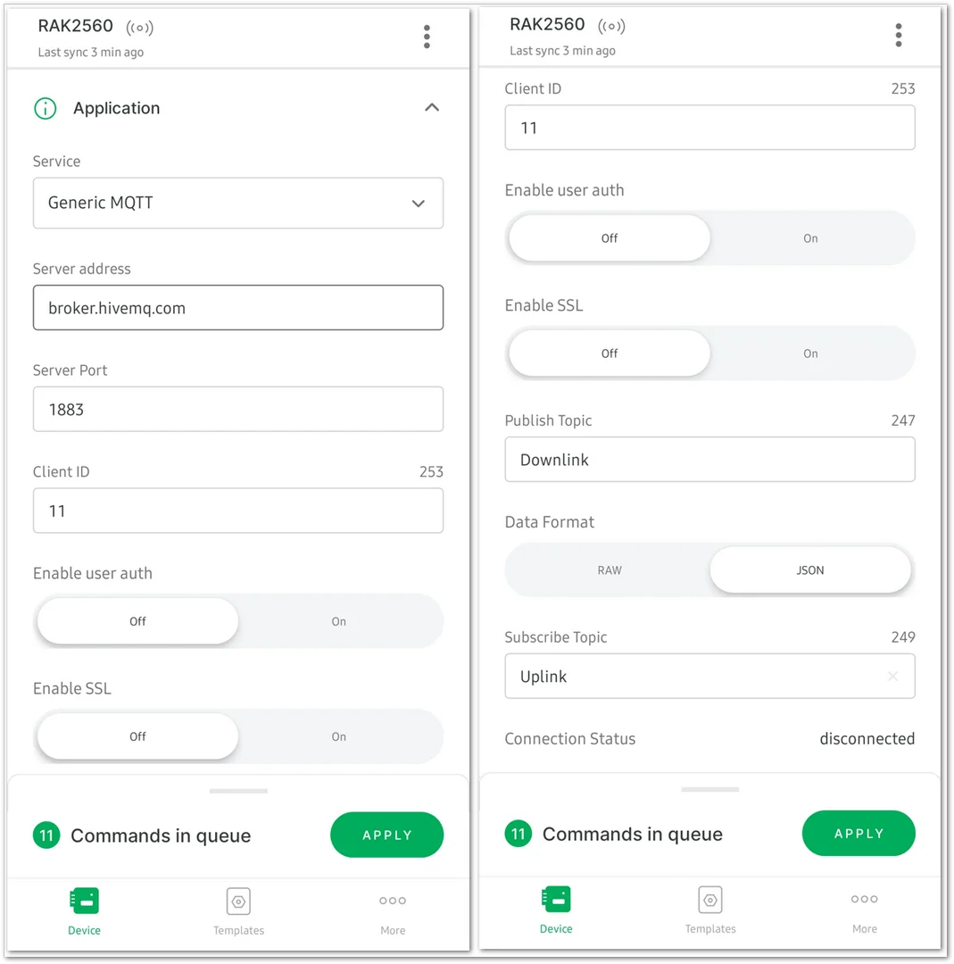 Configure the cellular network parameters