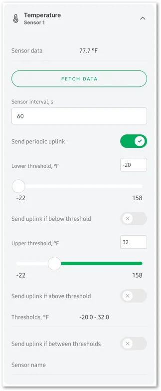 Set the sensor parameters