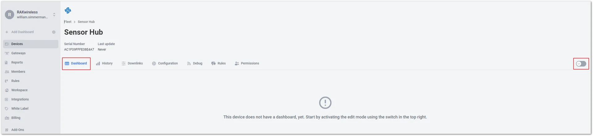 Turn on the edit mode switch