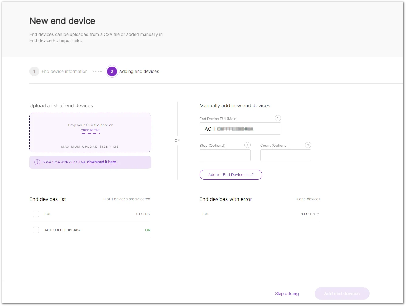 Add the device to the device list