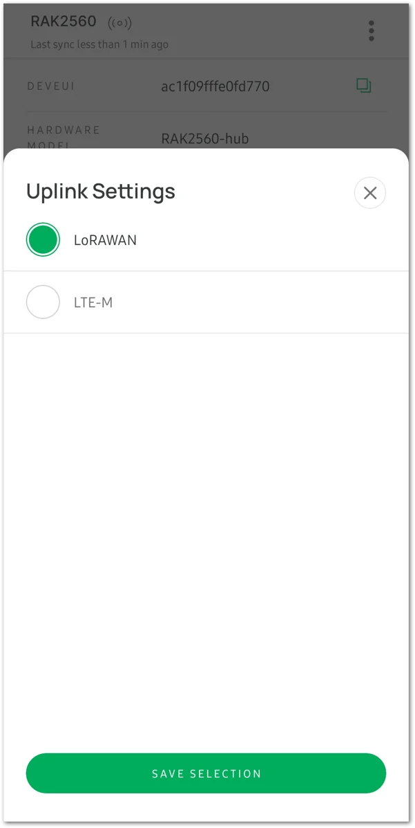 Uplink Settings option