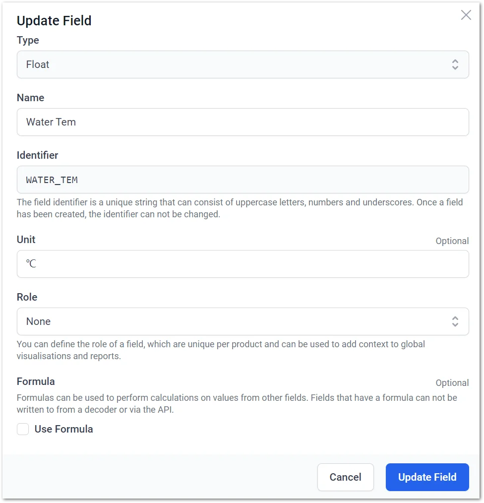 Configuration fields
