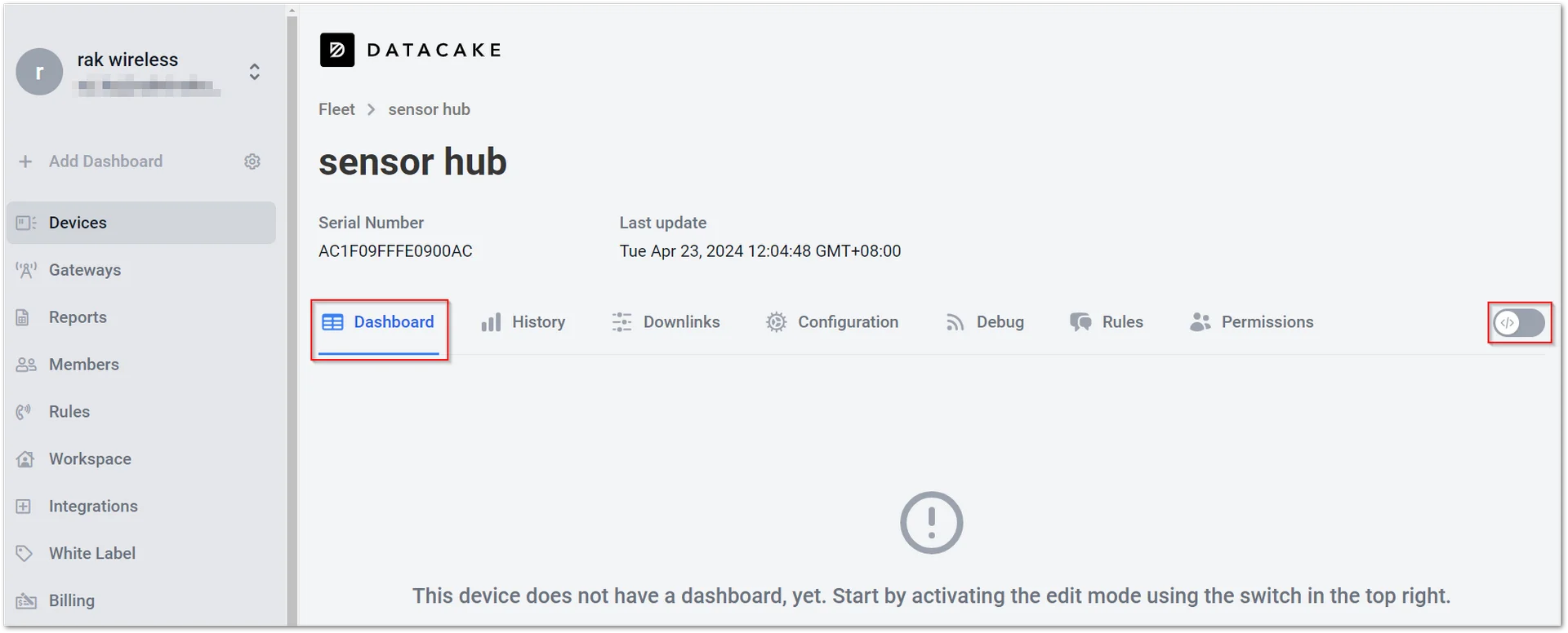 Turn on the edit mode switch