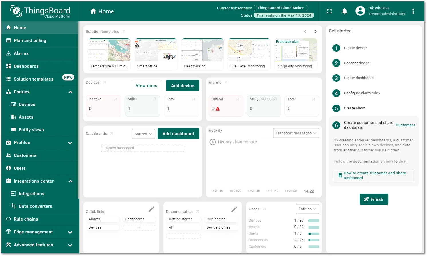 ThingsBoard homepage