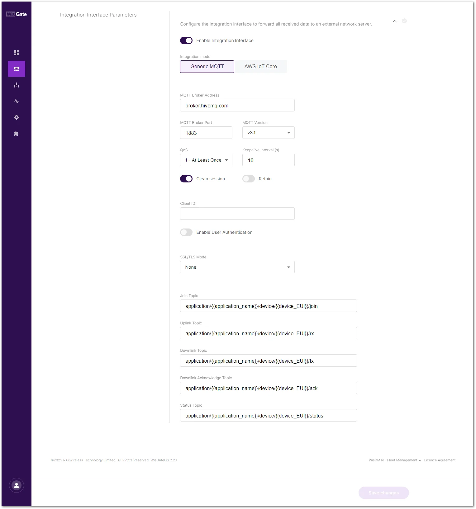 Set up MQTT integration