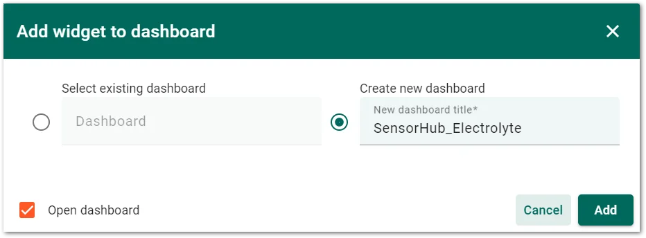 Enter the dashboard name